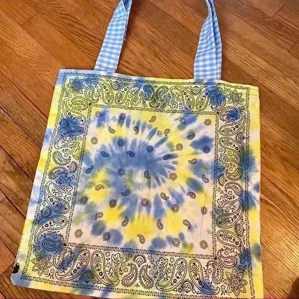 Handmade tie dye Boho tote bag